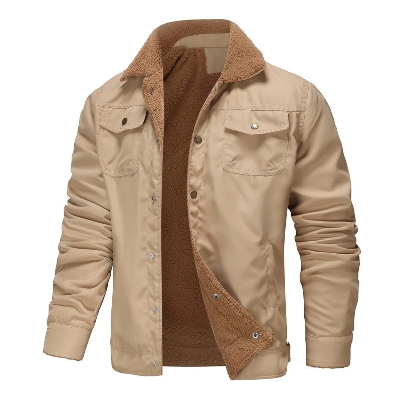 Herren gefütterte Sherpa-Canvas-Jacke mit Knopfleiste und Brusttaschen Nord Taschen