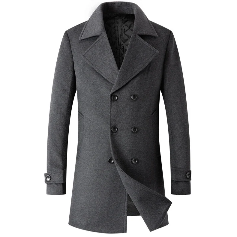 Herren Eleganter Doppelreiher-Mantel mit taillierter Schnittführung und gesteppter Innenfütterung Nord Taschen