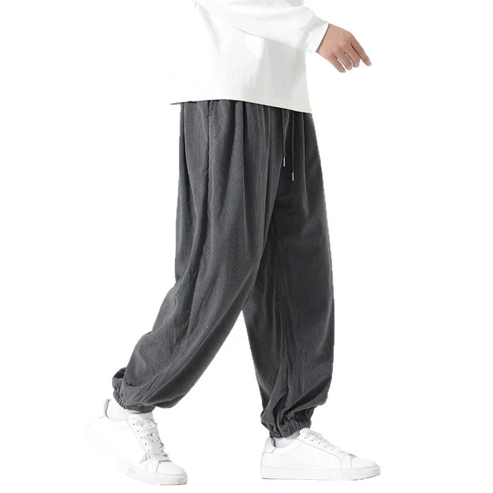Herren Weite Cordhose im Ballon-Schnitt mit Tunnelzug und elastischem Bündchen Nord Taschen