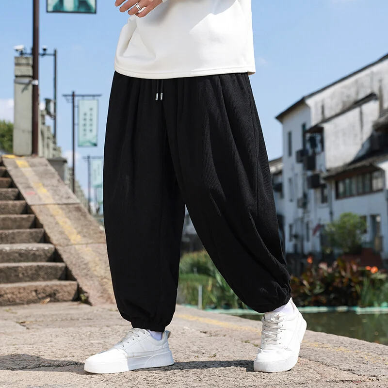 Herren Weite Cord-Loungehose mit Tunnelzug, gerippter Cordstruktur und elastischen Bündchen Nord Taschen