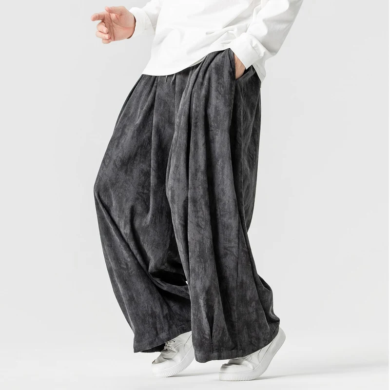 Herren Weite Cord-Loungehose mit Kellerfalten, elastischem Bund und Ballonbeinschnitt Nord Taschen