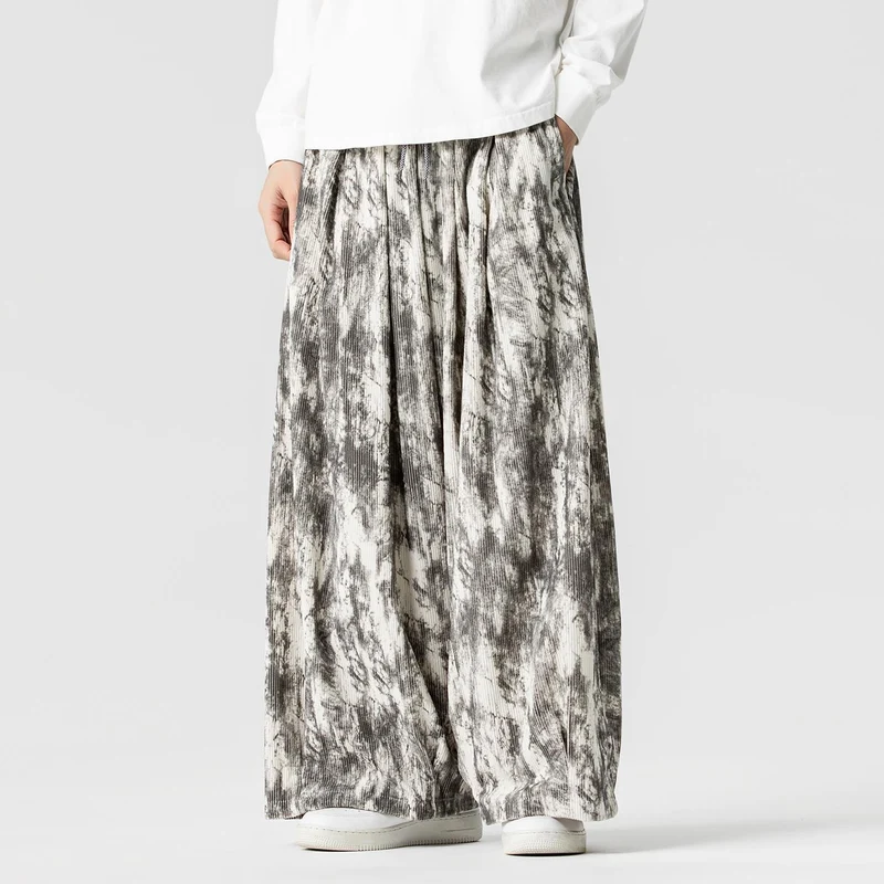 Herren Weite Cord-Loungehose mit Kellerfalten, elastischem Bund und Ballonbeinschnitt Nord Taschen