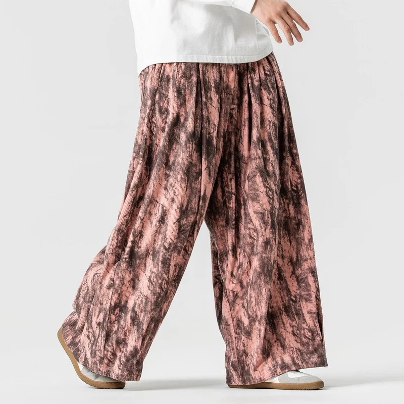 Herren Weite Cord-Loungehose mit Kellerfalten, elastischem Bund und Ballonbeinschnitt Nord Taschen