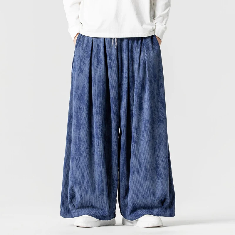 Herren Weite Cord-Loungehose mit Kellerfalten, elastischem Bund und Ballonbeinschnitt Nord Taschen