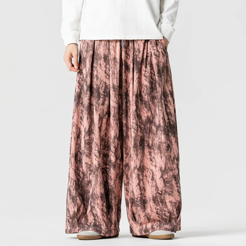 Herren Weite Cord-Loungehose mit Kellerfalten, elastischem Bund und Ballonbeinschnitt Nord Taschen