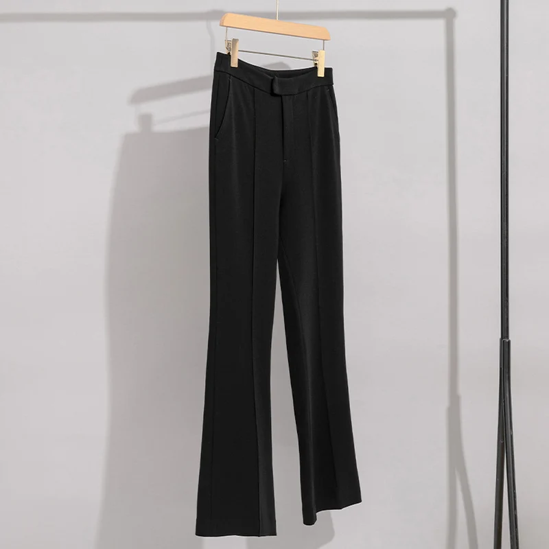 Damen High-Waist-Hose mit weitem Schlag und Bügelfalte Nord Taschen