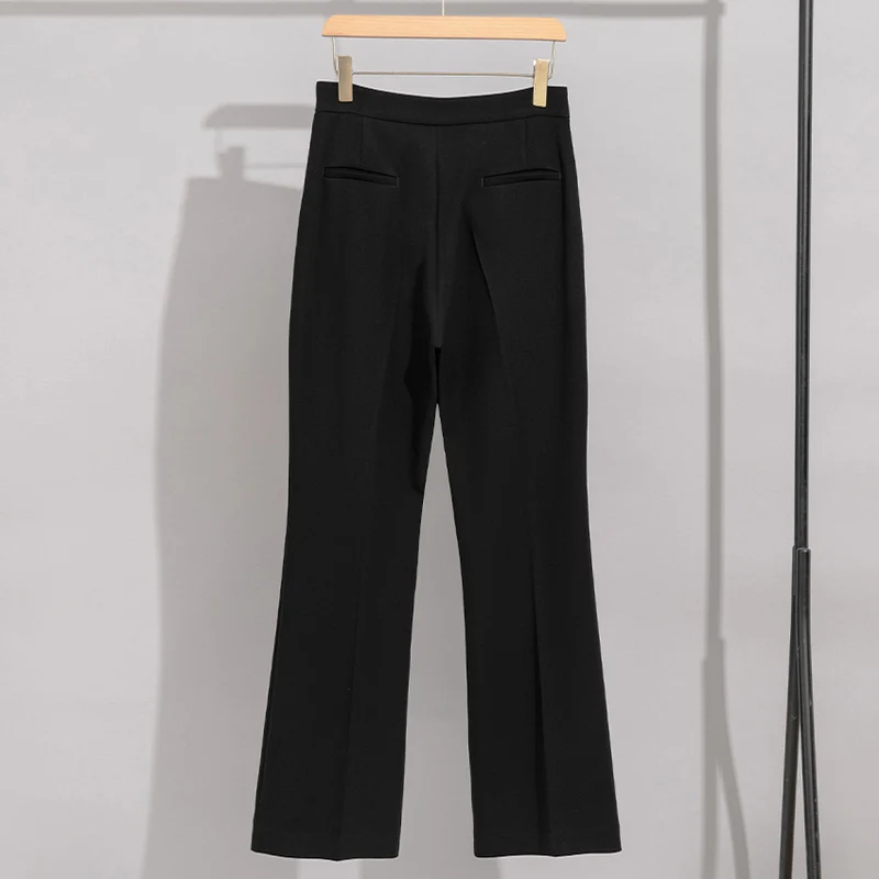 Damen High-Waist-Hose mit weitem Schlag und Bügelfalte Nord Taschen