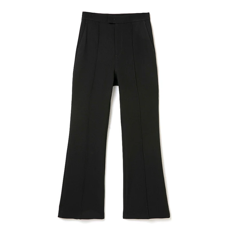 Damen High-Waist-Hose mit weitem Schlag und Bügelfalte Nord Taschen