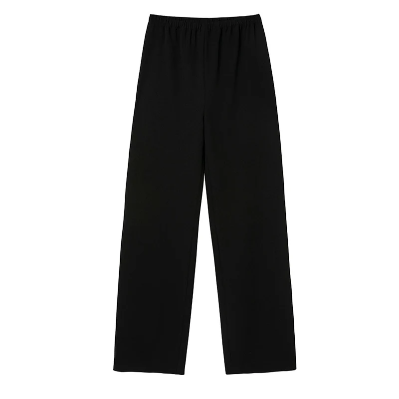 Damen High-Waist Hose mit elastischem Bund, weitem Bein und weich fließender Baumwollmischung Nord Taschen