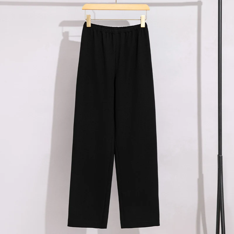 Damen High-Waist Hose mit elastischem Bund, weitem Bein und weich fließender Baumwollmischung Nord Taschen