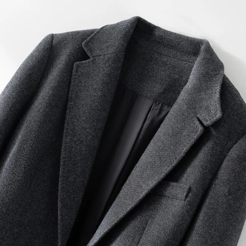 Damen Halbgefütterter Ein-Knopf-Wollmix-Blazer mit abgerundetem Saum Nord Taschen
