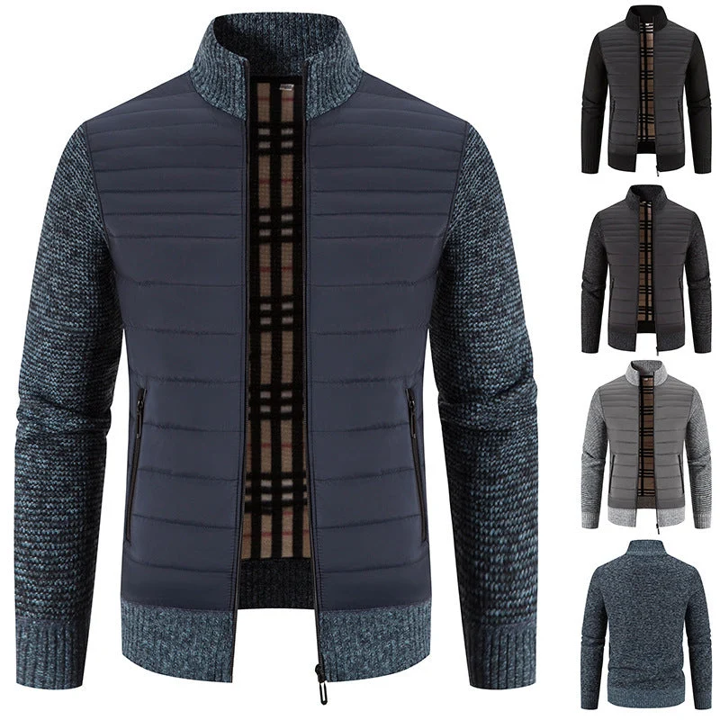 Herren gesteppte Hybridjacke mit Strickärmeln und modernem Stehkragen Avellé