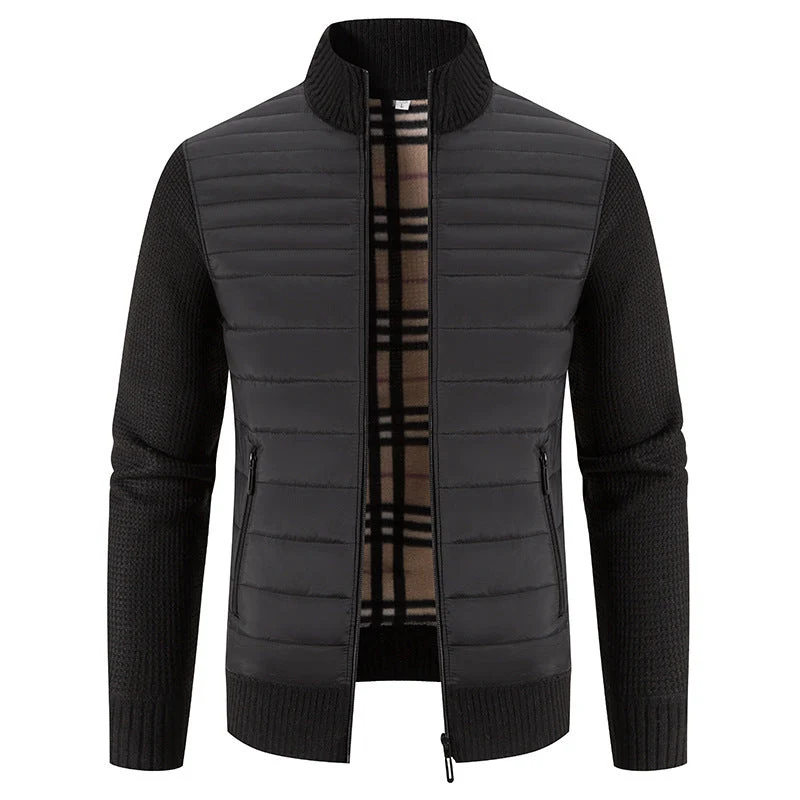 Herren gesteppte Hybridjacke mit Strickärmeln und modernem Stehkragen Avellé