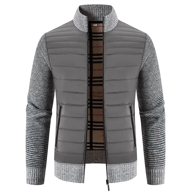 Herren gesteppte Hybridjacke mit Strickärmeln und modernem Stehkragen Avellé