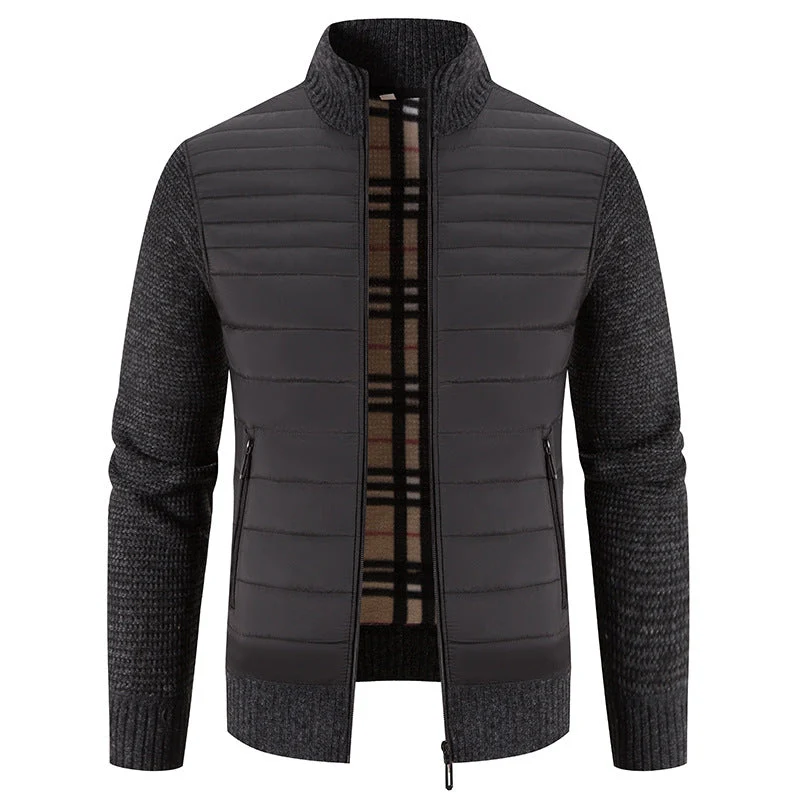 Herren gesteppte Hybridjacke mit Strickärmeln und modernem Stehkragen Avellé