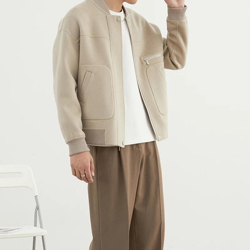 Herren Kurzjacke im Blouson-Stil aus Wollmix mit Rippkragen, Reißverschluss und Brusttasche Nord Taschen