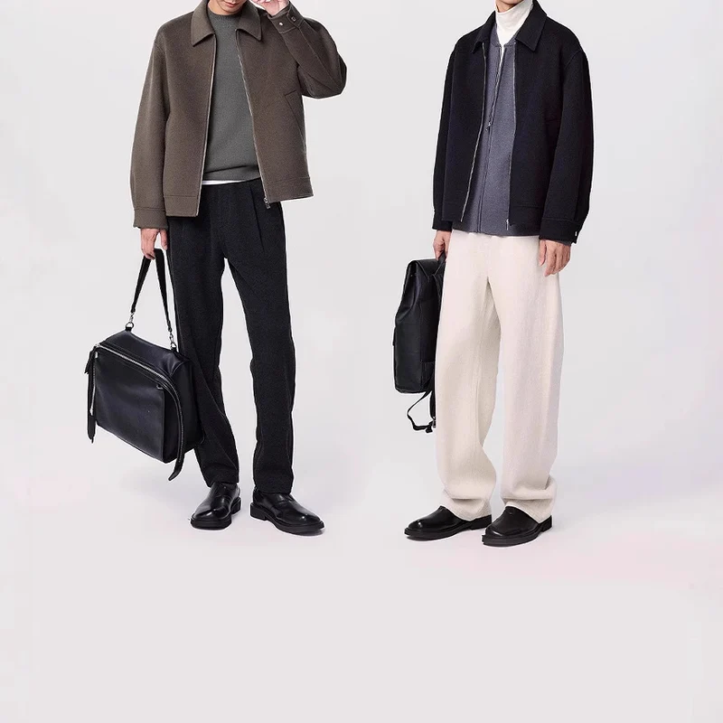 Herren Kurzjacke aus Wollmix mit Reißverschluss und Hemdkragen Nord Taschen