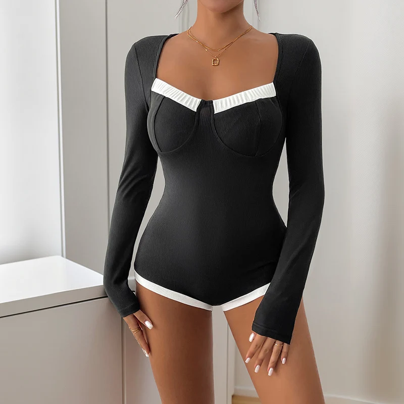 Damen Eleganter Langarm-Bodysuit Nord Taschen