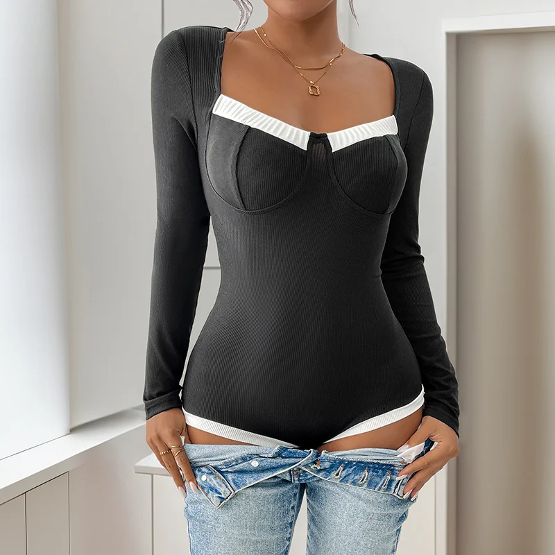 Damen Eleganter Langarm-Bodysuit Nord Taschen