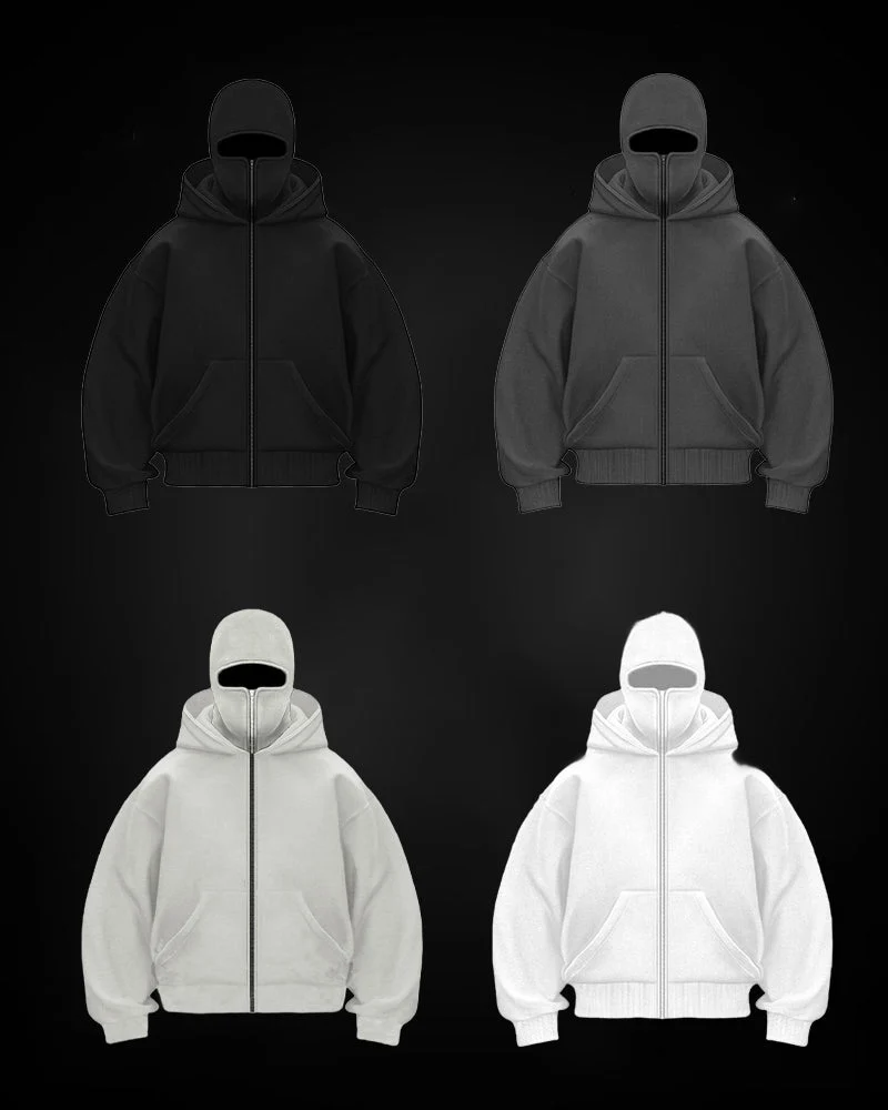 Sweatshirt Mantel mit Doppelkapuze und Reißverschluss - Vittorelli