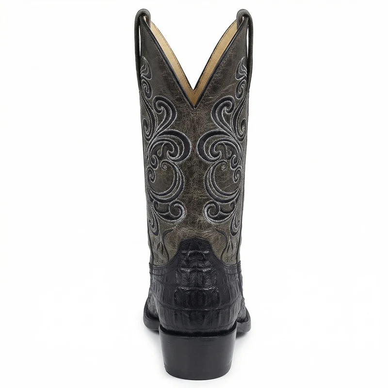 Westernstiefel - Geprägtes Leder mit Blockabsatz