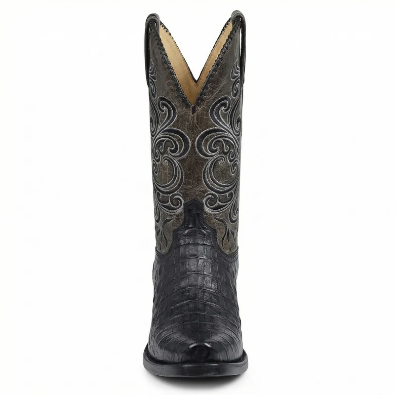 Westernstiefel - Geprägtes Leder mit Blockabsatz