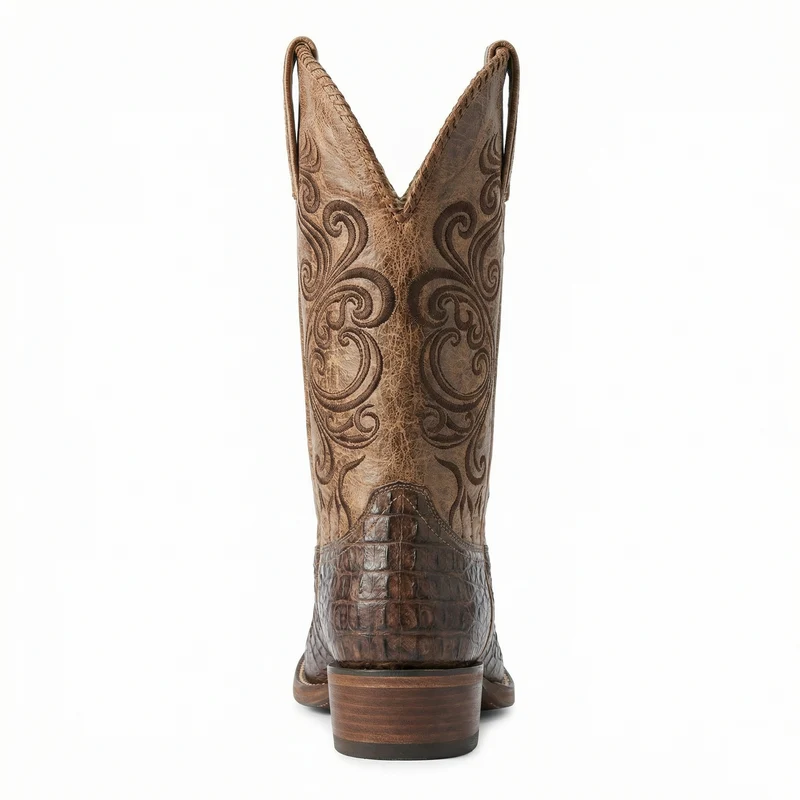 Westernstiefel - Geprägtes Leder mit Blockabsatz