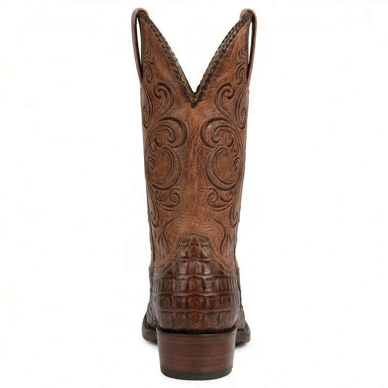 Westernstiefel - Geprägtes Leder mit Blockabsatz