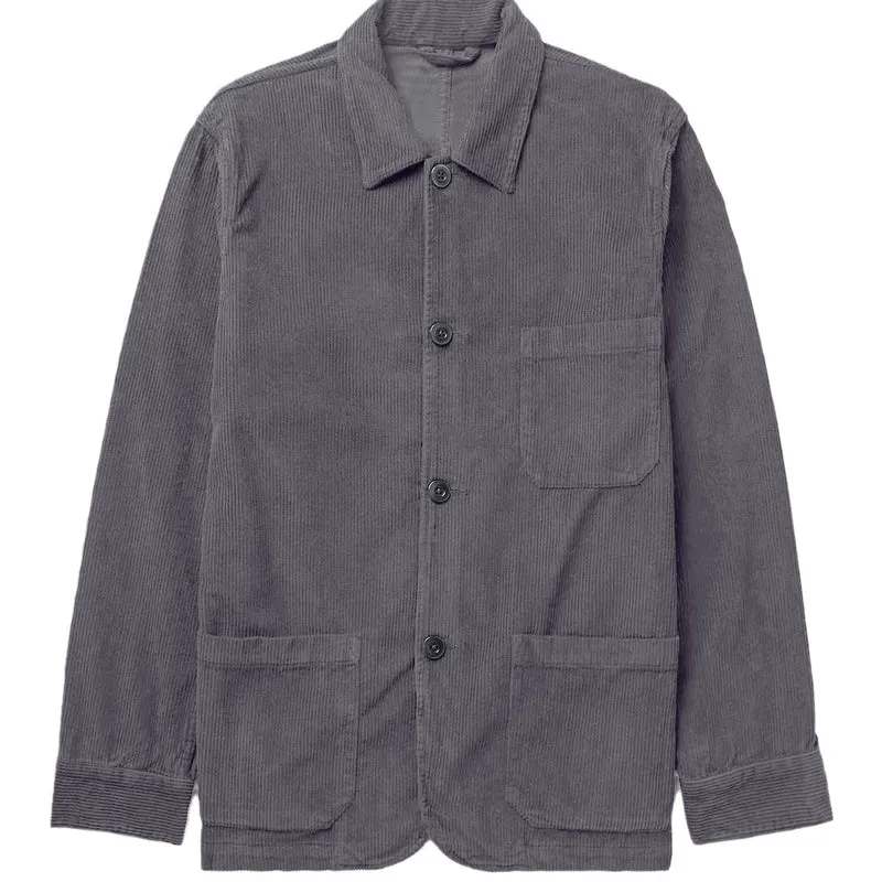 Herren Cord-Workerjacke mit Hemdkragen und aufgesetzten Taschen Nord Taschen