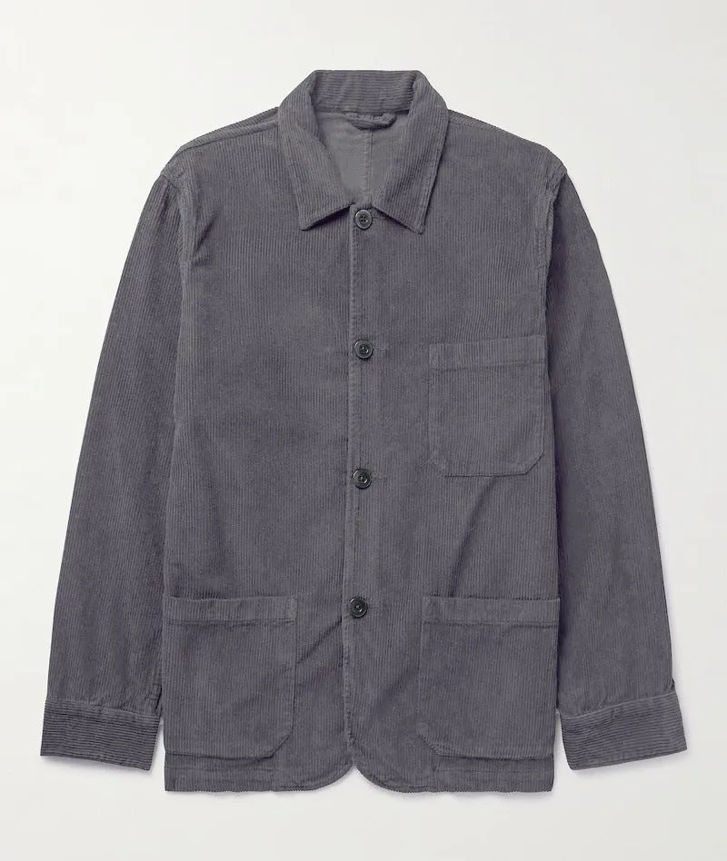 Herren Cord-Workerjacke mit Hemdkragen und aufgesetzten Taschen Nord Taschen