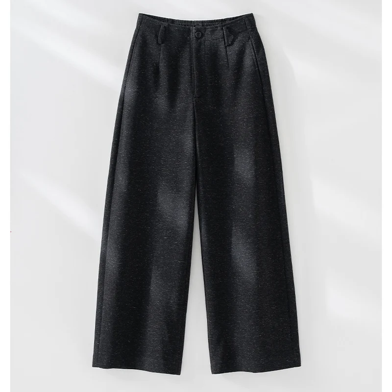 Damen Weitgeschnittene High‑Waist-Hose mit Bundfalten und fließender Wollmix-Qualität Nord Taschen