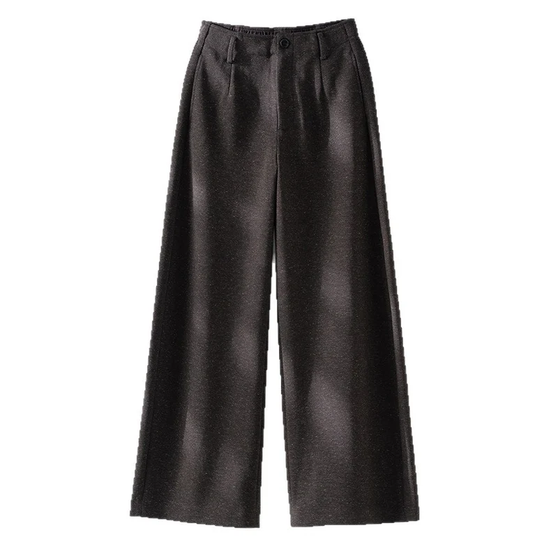 Damen Weitgeschnittene High‑Waist-Hose mit Bundfalten und fließender Wollmix-Qualität Nord Taschen