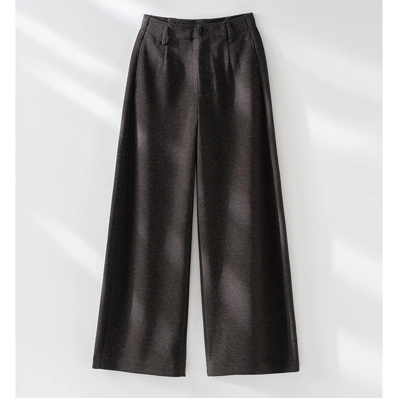 Damen Weitgeschnittene High‑Waist-Hose mit Bundfalten und fließender Wollmix-Qualität Nord Taschen