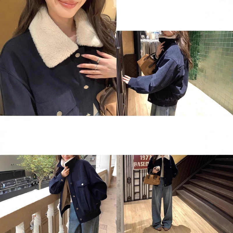 Damen Übergangsjacke mit Kunstfellkragen Nord Taschen