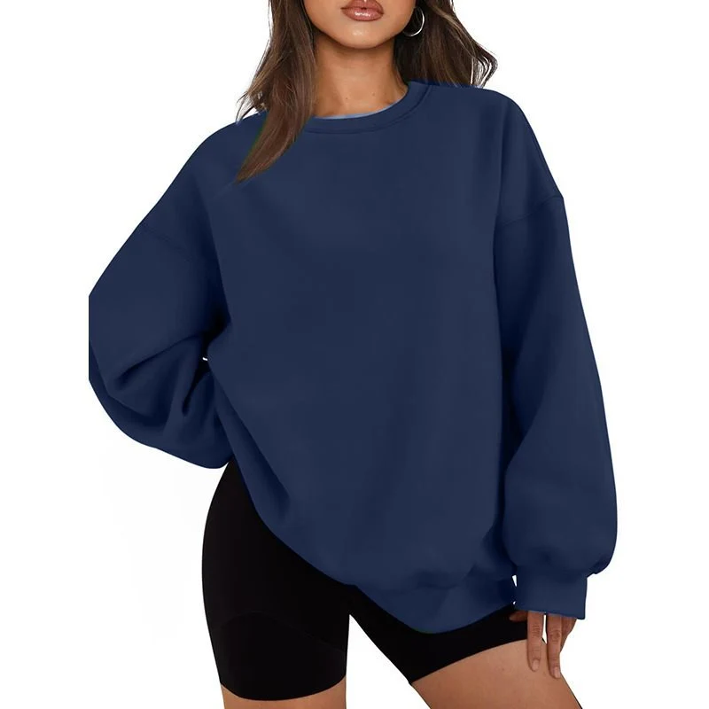 Damen Oversized Sweatshirt mit Rundhalsausschnitt, extraweichem French‑Terry und überschnittener Schulter Nord Taschen