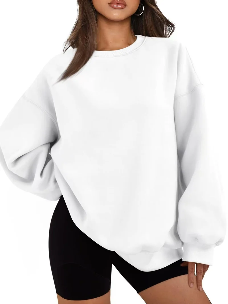 Damen Oversized Sweatshirt mit Rundhalsausschnitt, extraweichem French‑Terry und überschnittener Schulter Nord Taschen