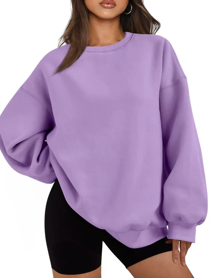 Damen Oversized Sweatshirt mit Rundhalsausschnitt, extraweichem French‑Terry und überschnittener Schulter Nord Taschen