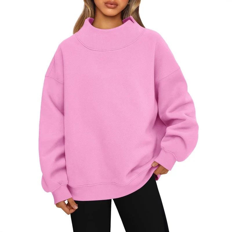 Damen Oversized-Sweatshirt mit hohem Stehkragen und überschnittener Schulter Nord Taschen
