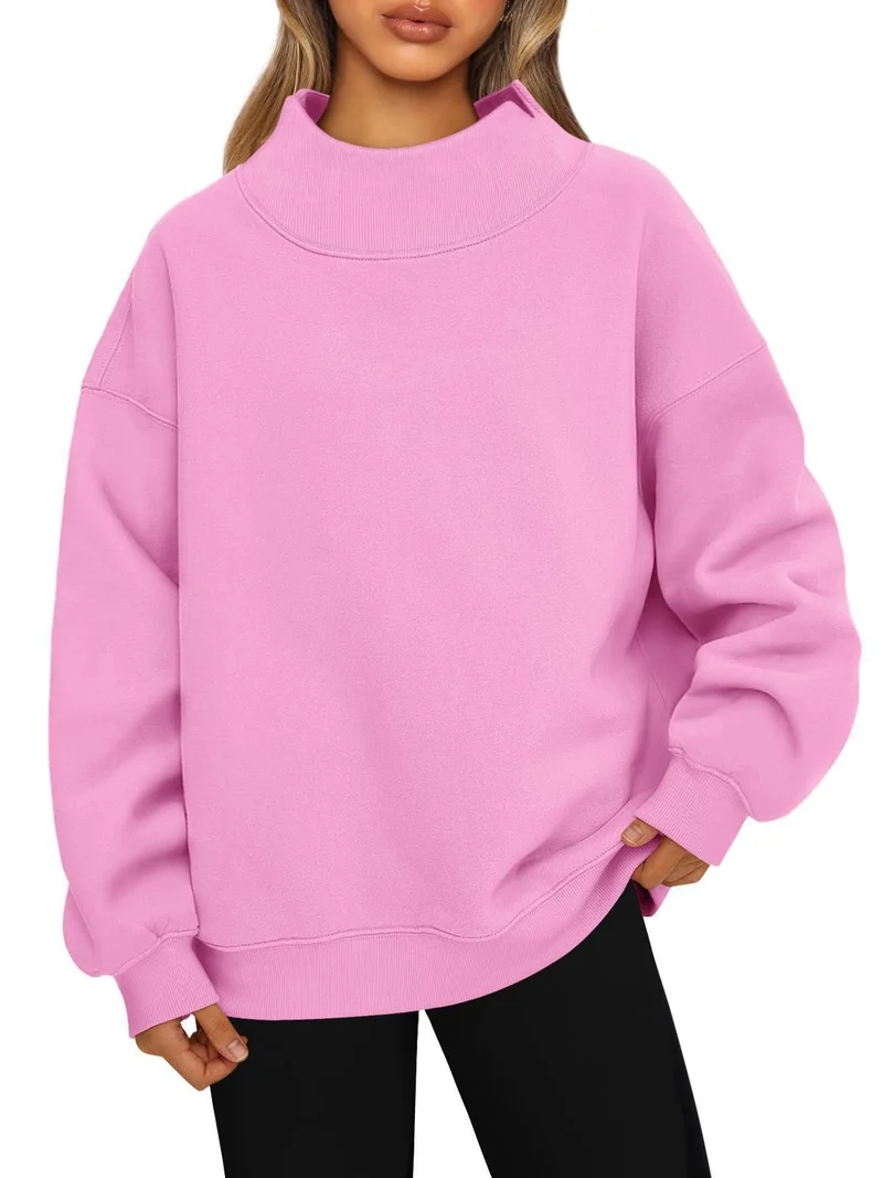 Damen Oversized-Sweatshirt mit hohem Stehkragen und überschnittener Schulter Nord Taschen