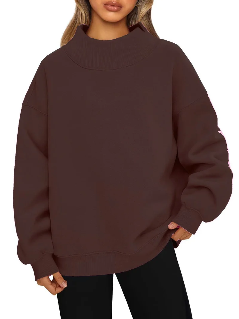 Damen Oversized-Sweatshirt mit hohem Stehkragen und überschnittener Schulter Nord Taschen