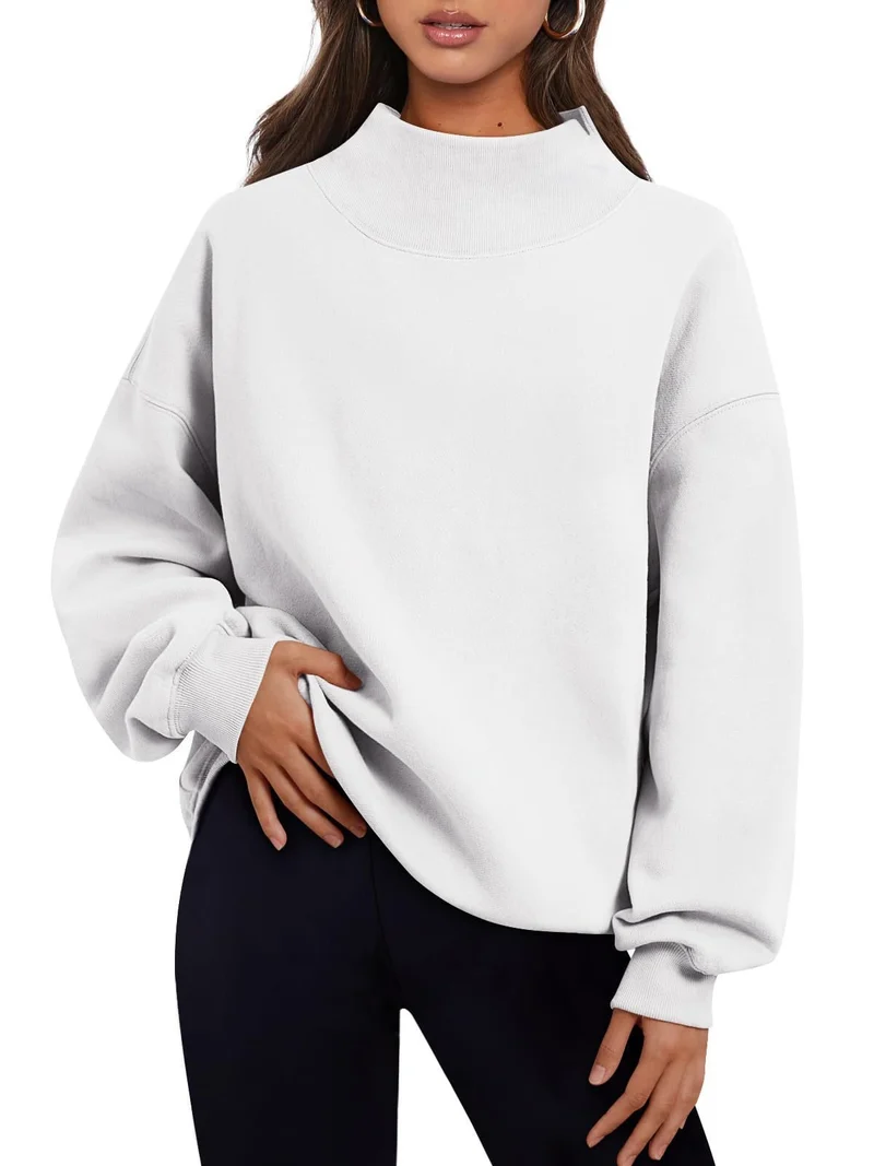 Damen Oversized-Sweatshirt mit hohem Stehkragen und überschnittener Schulter Nord Taschen