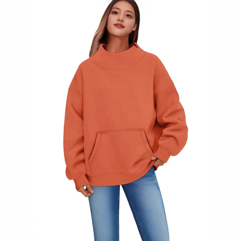 Damen Oversized Hoodie mit Stehkragen und Kängurutasche Nord Taschen