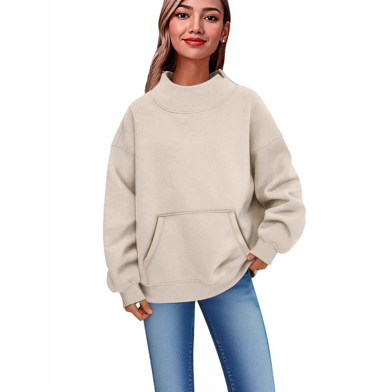 Damen Oversized Hoodie mit Stehkragen und Kängurutasche Nord Taschen