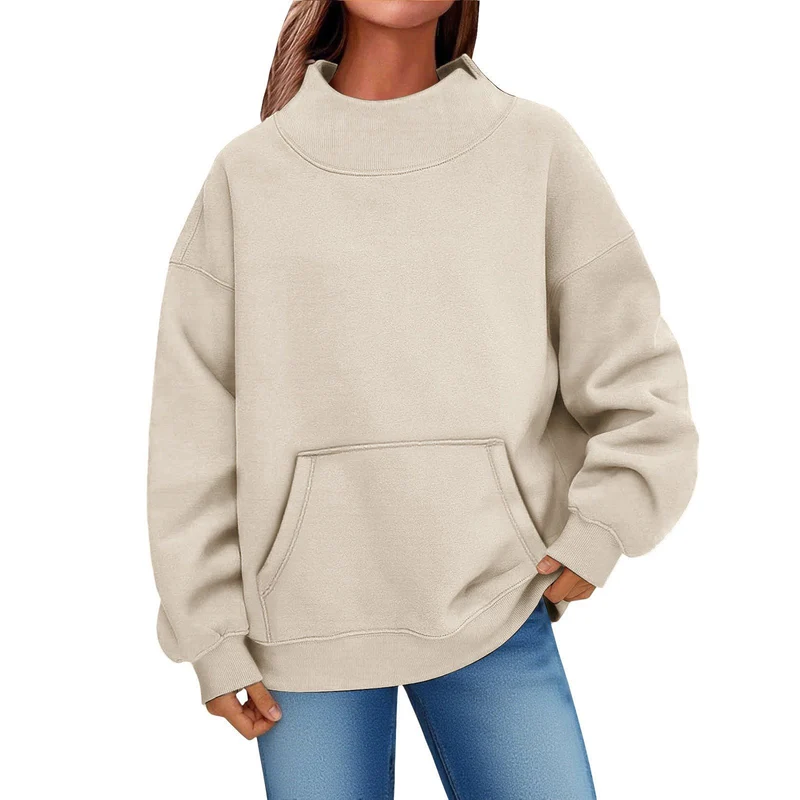 Damen Oversized Hoodie mit Stehkragen und Kängurutasche Nord Taschen