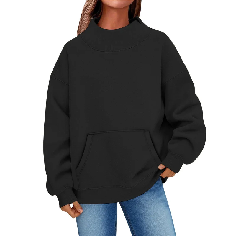 Damen Oversized Hoodie mit Stehkragen und Kängurutasche Nord Taschen