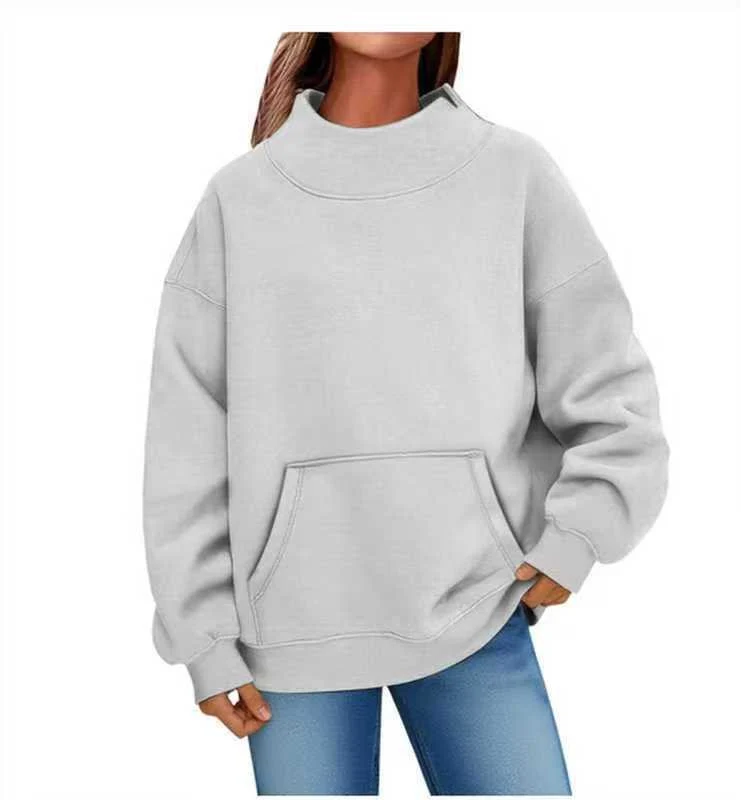 Damen Oversized Hoodie mit Stehkragen und Kängurutasche Nord Taschen