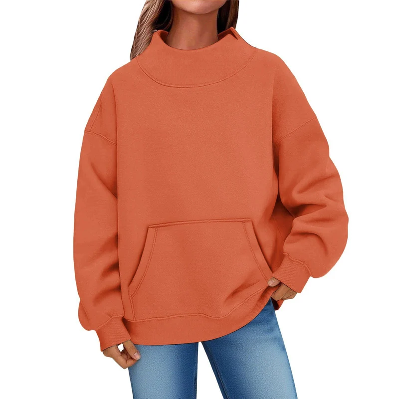 Damen Oversized Hoodie mit Stehkragen und Kängurutasche Nord Taschen