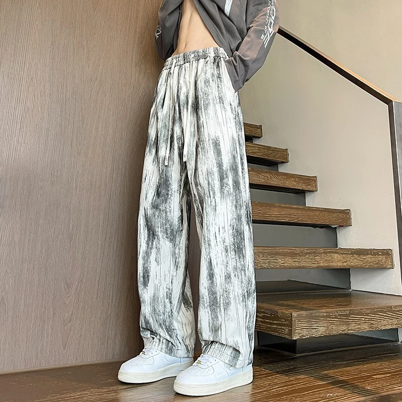 Herren Weit geschnittene Loungehose mit Marmorprint aus strukturiertem Jersey Nord Taschen