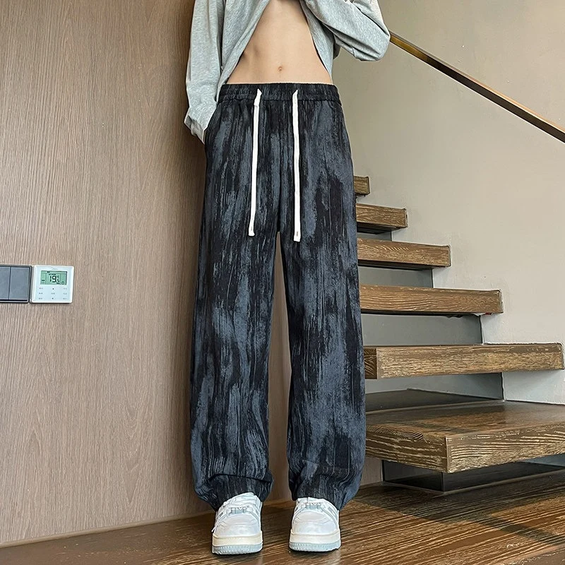 Herren Weit geschnittene Loungehose mit Marmorprint aus strukturiertem Jersey Nord Taschen