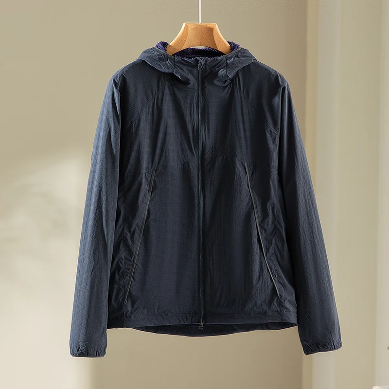 Herren leichte wind- und wasserabweisende Kapuzenjacke mit Fleece‑Innenfutter und Frontreißverschluss Nord Taschen